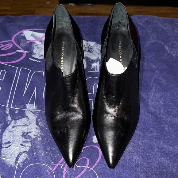 Black Leather Heels - Picture 1 of 5
